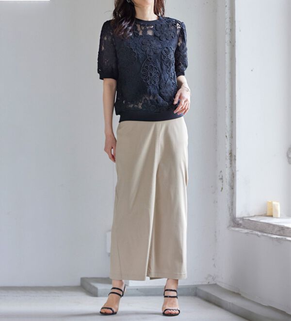 RANAN（ラナン）の「花柄立体レースリブ切替プルオーバー（ブラウス）」｜詳細画像