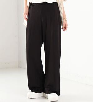 A HAPPY MARILYN（アハッピーマリリン）の「【Ｌ～８Ｌ】丈が選べる！さらトロリブイージーパンツ（ワイドパンツ・ガウチョ）」｜ブラック