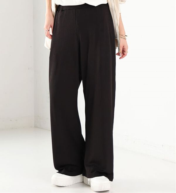 A HAPPY MARILYN（アハッピーマリリン）の「【Ｌ～８Ｌ】丈が選べる！さらトロリブイージーパンツ（ワイドパンツ・ガウチョ）」｜ブラック
