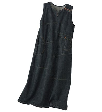 BELLUNA（ベルーナ）の「ナチュラル可愛い♪ポケット付デニムジャンスカ（ジャンパースカート）」