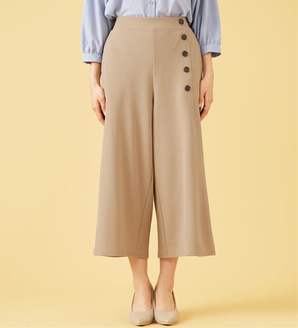 BELLUNA（ベルーナ）の「ジョーゼット素材サイドボタンワイドパンツ（ワイドパンツ・ガウチョ）」｜詳細画像