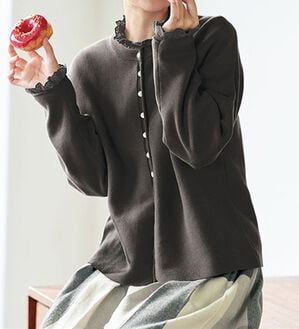 BELLUNA（ベルーナ）の「＜＆ｃｏｃｏｃｈｉ＞綿１００％ゆったりドルマンカーディガン（ニットカーディガン）」｜チャコール