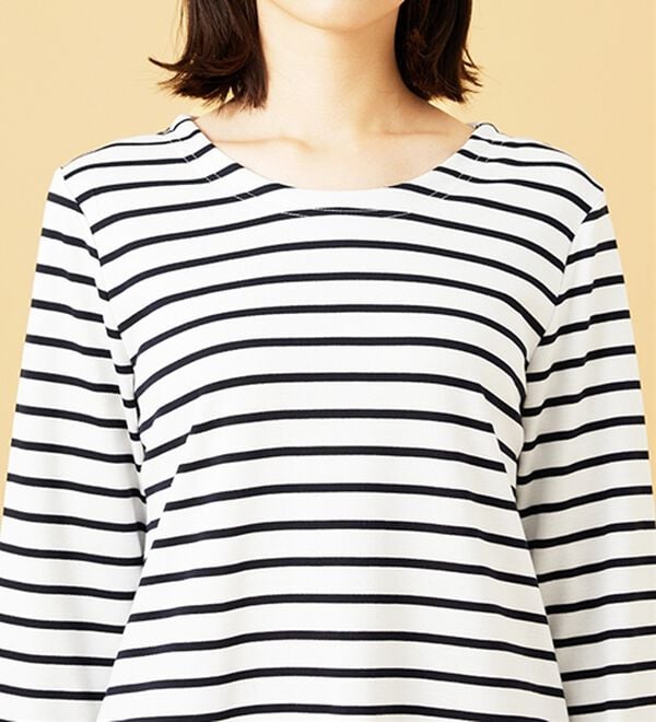 BELLUNA（ベルーナ）の「柔らかポンチ素材ボーダープルオーバー（カットソー）」｜詳細画像