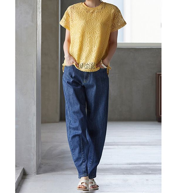 RANAN（ラナン）の「きれい見え麻入りカーブデニム（フルレングスパンツ）」｜詳細画像