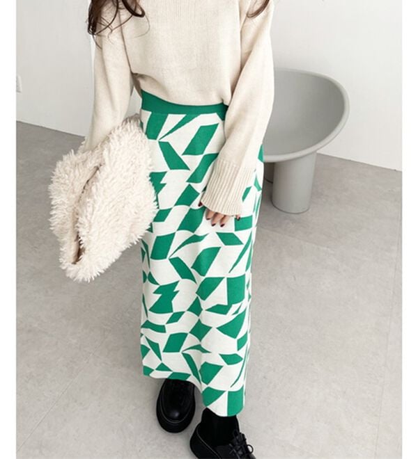 GeeRA（ジーラ）の「ジャカードニットナロースカート（ロングスカート）」｜詳細画像