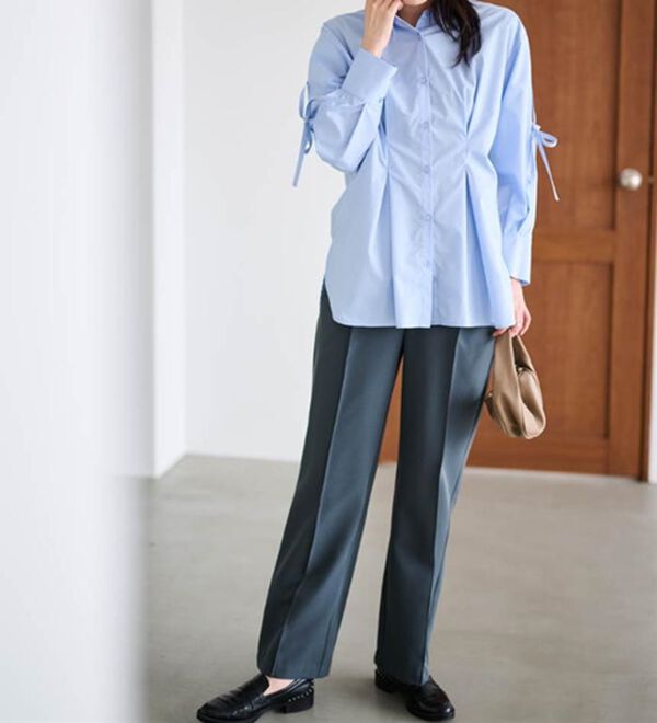 RANAN（ラナン）の「裏起毛美脚シルエットピンタックワイドパンツ（フルレングスパンツ）」｜詳細画像