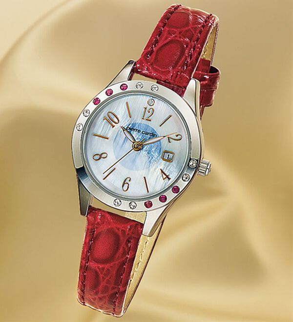 BELLUNA（ベルーナ）の「＜ピエールカルダン＞天然石・牛革ベルトソーラー時計（腕時計）」｜ルビー