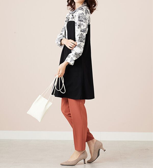 BELLUNA（ベルーナ）の「リボン付ブラウス切替チュニックワンピース（チュニック）」｜詳細画像