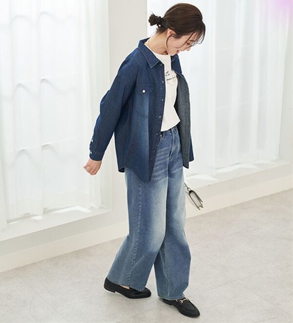 BELLUNA（ベルーナ）の「オシャレに見えるカーブデニムパンツ（ワイドパンツ・ガウチョ）」｜詳細画像