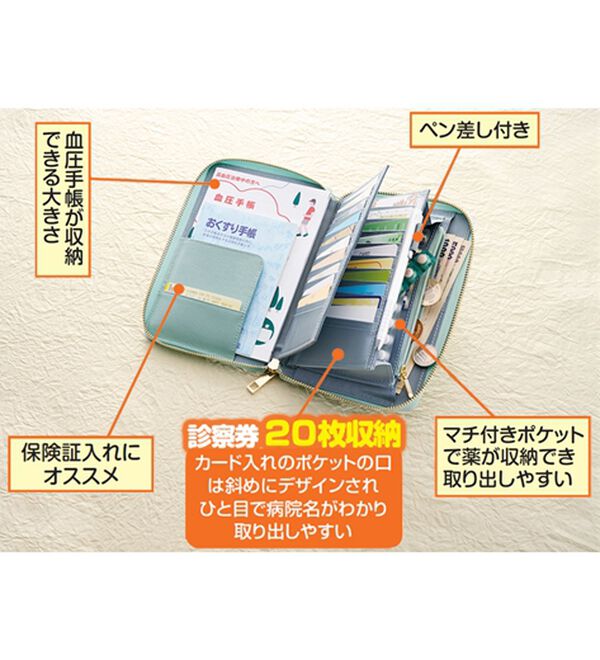 「＜姫義美（ひめぎみ）＞本革お薬手帳（財布・パスケース）」｜詳細画像