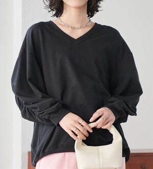 RANAN（ラナン）の「バックギャザーデザインスウェット（カットソー）」｜ブラック