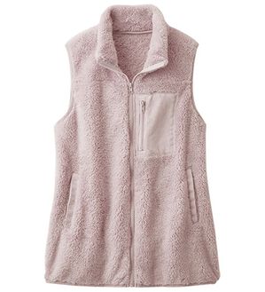 「ふわふわフリースベスト（パジャマ・ルームウェア）」｜グレイッシュピンク
