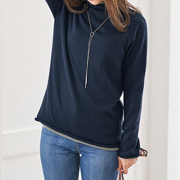 BELLUNA（ベルーナ）の「＜日本製＞ホールガーメント２枚重ね着プルオーバー（ニット・セーター）」｜詳細画像