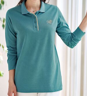 BELLUNA（ベルーナ）の「配色がおしゃれな裏起毛ポロシャツ（ポロシャツ）」｜詳細画像