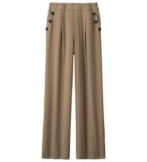 ルフラン（ルフラン）の「強撚スラブ釦デザインパンツ（フルレングスパンツ）」｜モカ