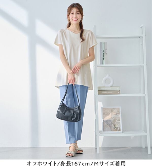 alotta（アロッタ）の「【接触冷感】細見え叶う！ＡラインフレアチュニックＴシャツ（チュニック）」｜詳細画像