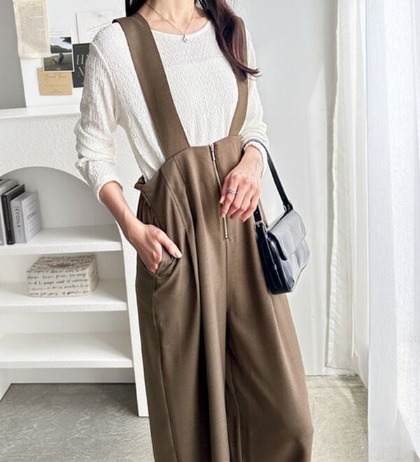 GeeRA（ジーラ）の「フロントジップハイウエストサロペット（オールインワン）」｜詳細画像