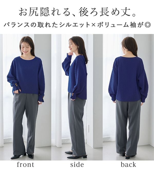 Viola e Viola（ヴィオラ エ ヴィオラ）の「ふくれジャカード素材ふんわり袖トップス（カットソー）」｜詳細画像