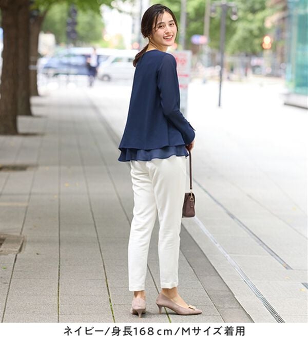 Viola e Viola（ヴィオラ エ ヴィオラ）の「裾フレア裏地付きシフォンブラウス（ブラウス）」｜詳細画像