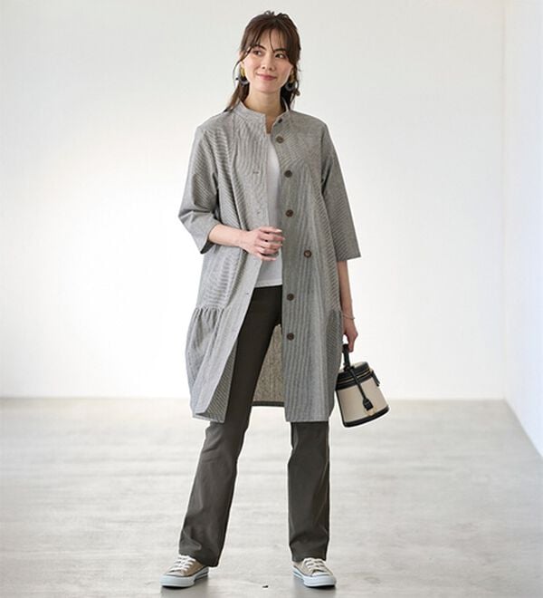 新品35,600円◆伊コカパーニ◆優美カラーの格上フェミニンチュニック 洗える・L～4Lサイズ】サイドスカラップチュニック