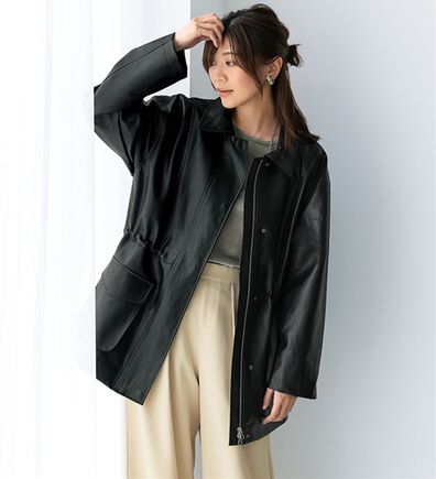 BELLUNA（ベルーナ）の「フェイクレザージャケット（ブルゾン）」