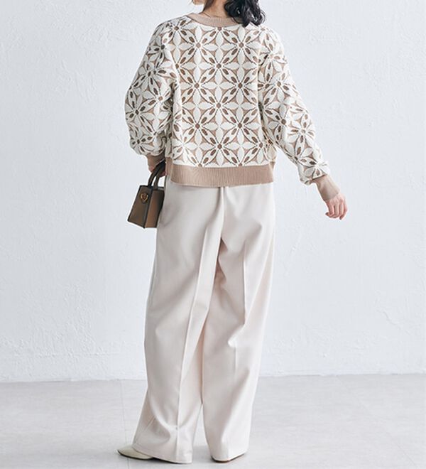 RANAN（ラナン）の「花柄モールジャカードカーデ（ニットカーディガン）」｜詳細画像