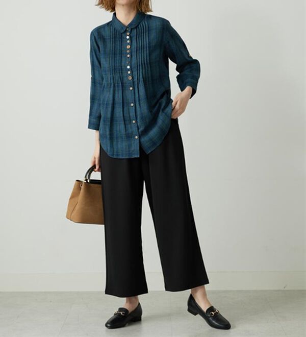 BELLUNA（ベルーナ）の「【接触冷感/UVカット/吸水速乾/イージーケア】カナパストレッチ素材ワイドパンツ（ワイドパンツ・ガウチョ）」｜詳細画像