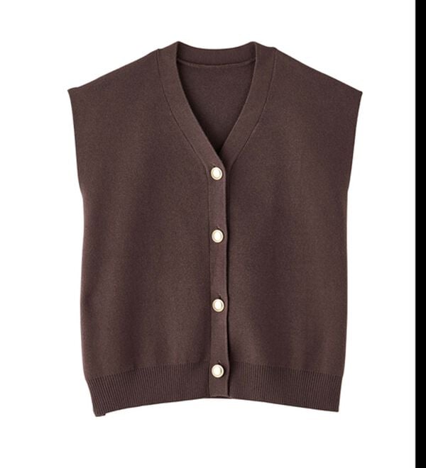 RANAN（ラナン）の「【ムースタッチ】洗える！ゴールド調ボタンニットベスト（ベスト）」｜詳細画像