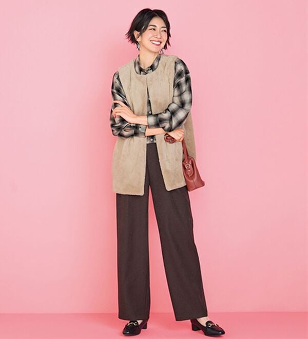 BELLUNA（ベルーナ）の「サラッと軽い！チェック柄シャツ（シャツ）」｜詳細画像