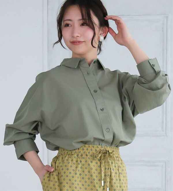 A HAPPY MARILYN（アハッピーマリリン）の「【Ｌ～６Ｌ】綿１００％ゆったりシルエットシャツ【風通るクラシック】（シャツ）」｜詳細画像