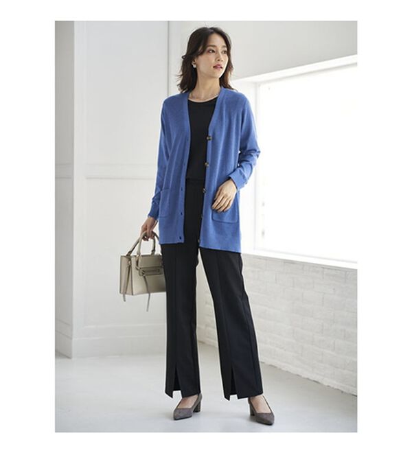 BELLUNA（ベルーナ）の「錯覚美脚！裾スリットセミワイドパンツ（フルレングスパンツ）」｜詳細画像