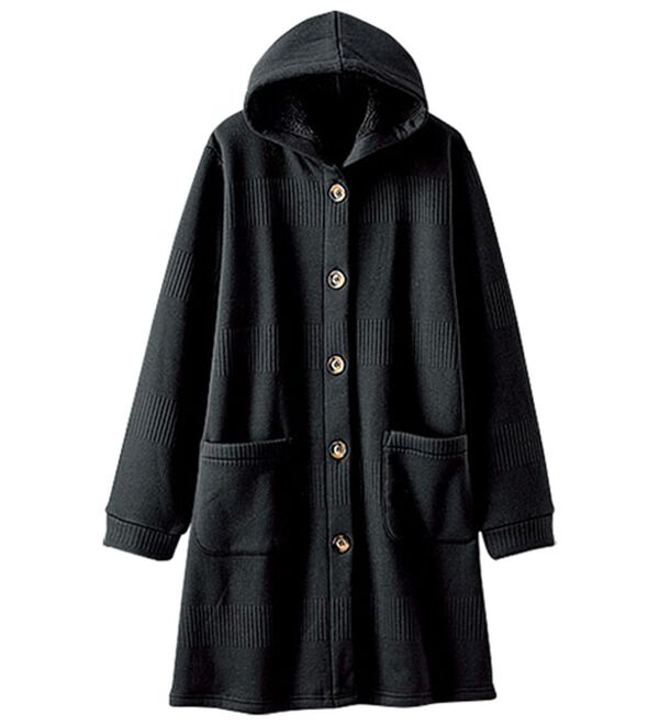 BELLUNA（ベルーナ）の「ボーダージャカード裏ボアカーディガン（ロングコート）」｜詳細画像