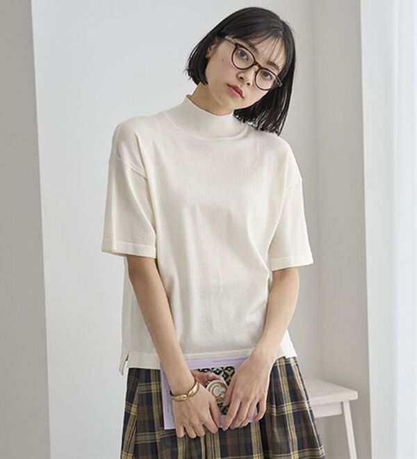 BELLUNA（ベルーナ）の「Ｔシャツが苦手な方に！ひんやり綿混ニットＴ【選べるデザイン】（ニット・セーター）」｜詳細画像