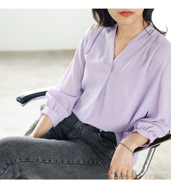 GeeRA（ジーラ）の「シルエットきれい！上品7分袖デザインブラウス（ブラウス）」｜詳細画像