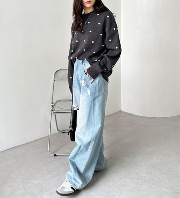 GeeRA（ジーラ）の「ドット柄ニットプルオーバー（ニット・セーター）」｜詳細画像