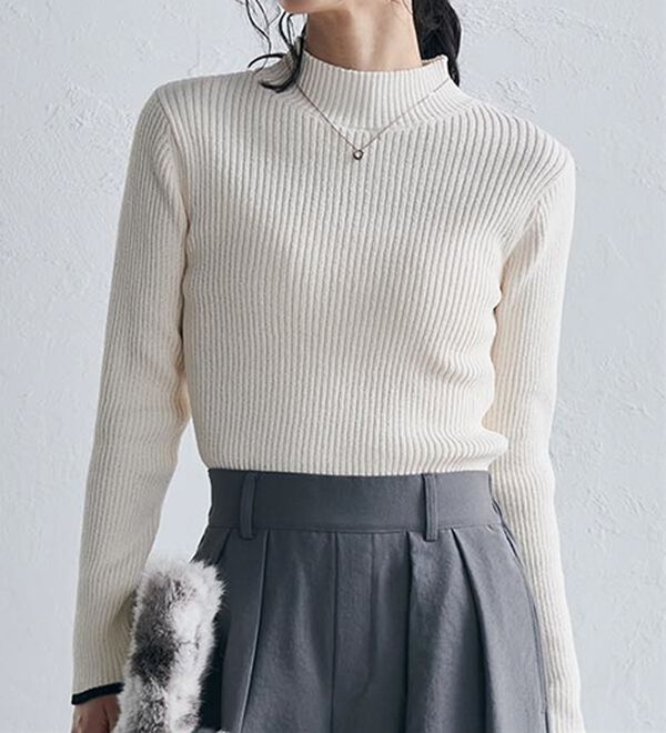 もちもちリブパイピングハイネックニット - ベルーナ【公式】 