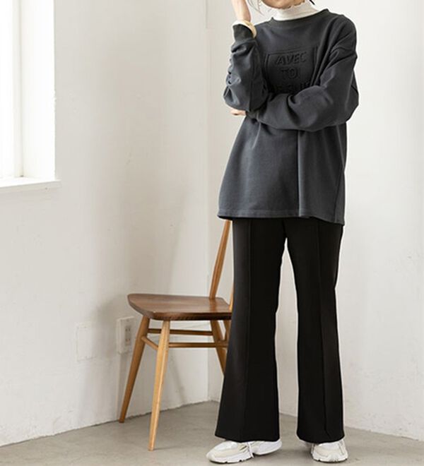 GeeRA（ジーラ）の「楽ちんストレッチ美ラインフレアーパンツ（フルレングスパンツ）」｜詳細画像