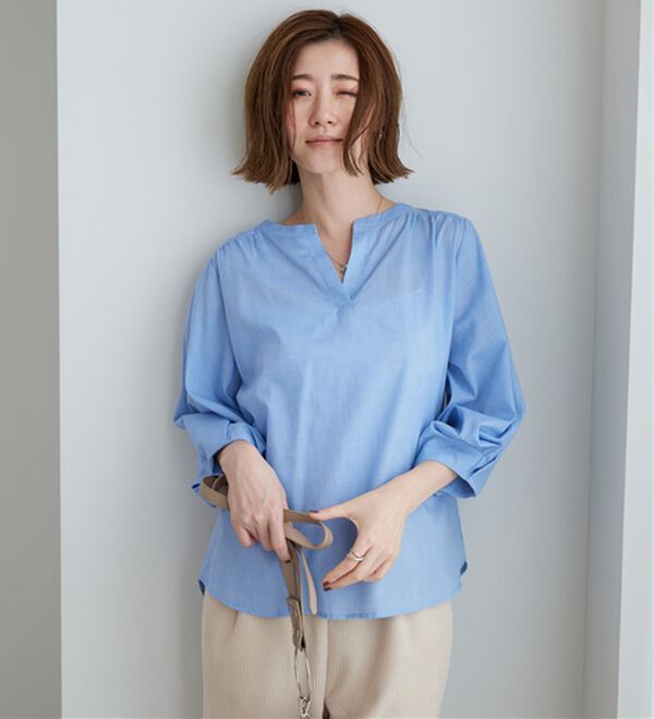 BELLUNA（ベルーナ）の「杢調素材袖タックデザインブラウス（ブラウス）」｜詳細画像