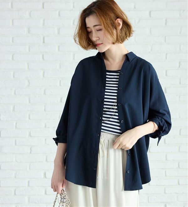 BELLUNA（ベルーナ）の「【吸水速乾】イージーケア！袖リボンシャツチュニック（チュニック）」｜詳細画像