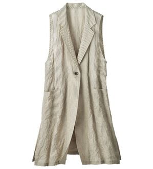 ルフラン（ルフラン）の「お洒落なストライプ柄ロングジレ（ジレ）」｜ベージュ系