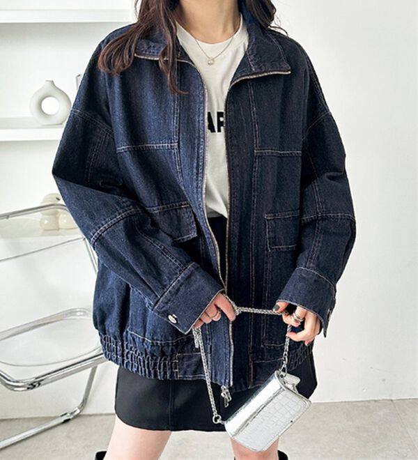 GeeRA（ジーラ）の「オーバーサイズダブルジップデニムブルゾン（ブルゾン）」｜詳細画像