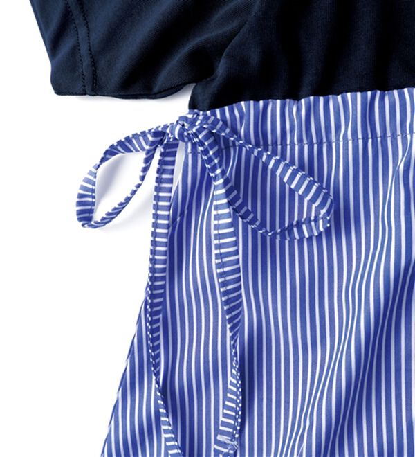 BELLUNA（ベルーナ）の「【接触冷感】サイドリボン使い異素材切替プルオーバー（カットソー）」｜詳細画像