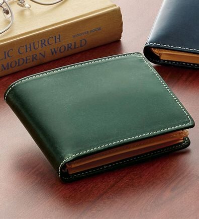 「英国ブライドルレザー二つ折り財布（メンズ財布・パスケース）」