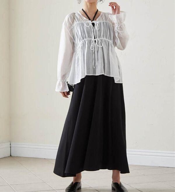 RANAN（ラナン）の「リボンドロストブラウス（ブラウス）」｜詳細画像