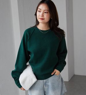 RANAN（ラナン）の「パチパチしにくい！大人のきれいめトレーナーニット（ニット・セーター）」｜グリーン