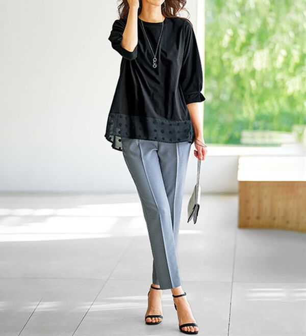 BELLUNA（ベルーナ）の「裾シアードット切替プルオーバー（カットソー）」｜詳細画像