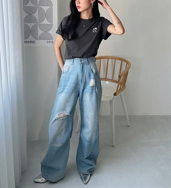 GeeRA（ジーラ）の「アンドハート刺しゅうＴシャツ（Tシャツ）」｜詳細画像