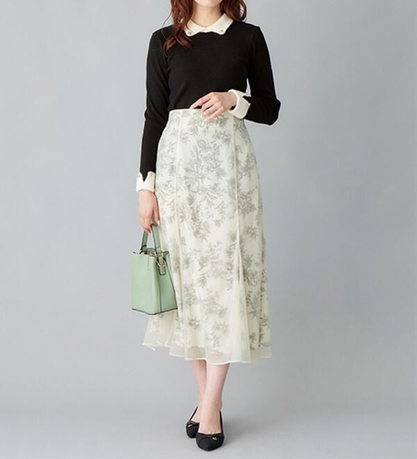 alotta（アロッタ）の「洗える！もっちりタッチ衿付フェザー切替配色ニット（ニット・セーター）」｜詳細画像