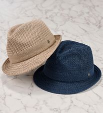 「＜ドン　ベルモード＞杢調が美しいニット仕立ての中折れハット（メンズ帽子）」