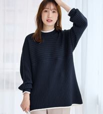 alotta（アロッタ）の「パチパチしにくい！洗えるリブ切替配色ニットプルオーバー（ニット・セーター）」